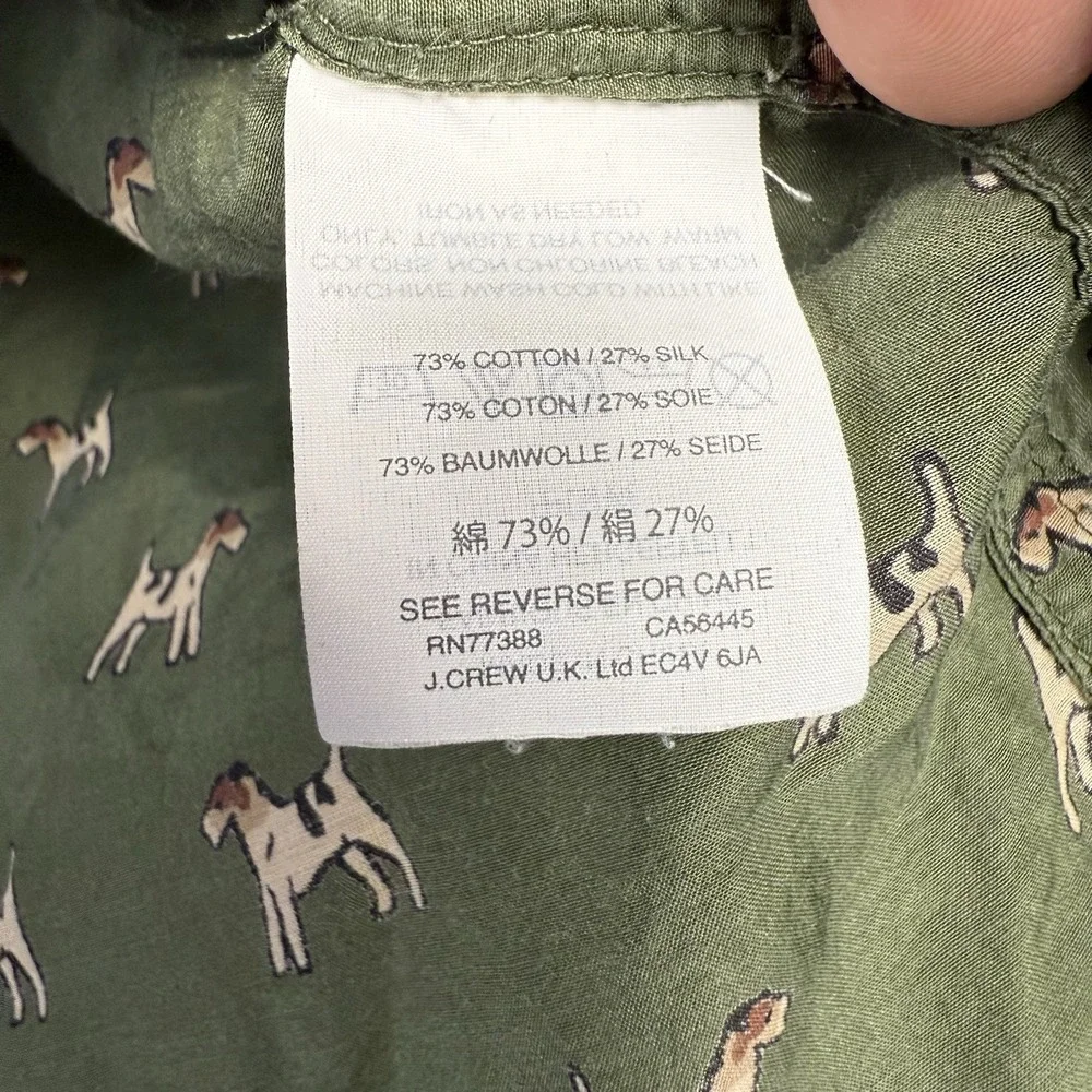 J.Crew Airedale Terrier Dog‎ Half Button Down Popover Henley Shirt Cotton/Silk 2 - Picture 6 of 6
